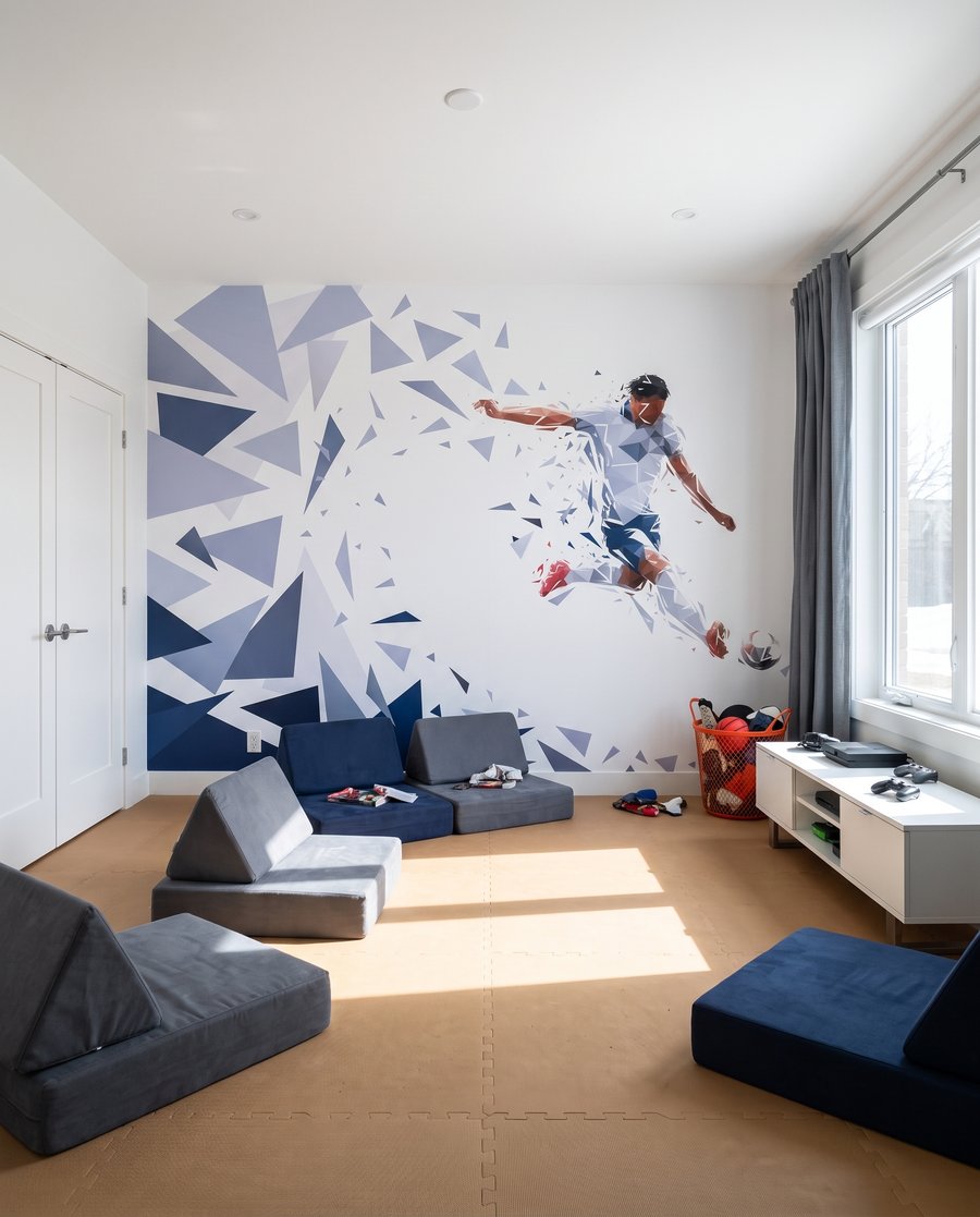 Fotbalist printre cioburi albastre — interior 2