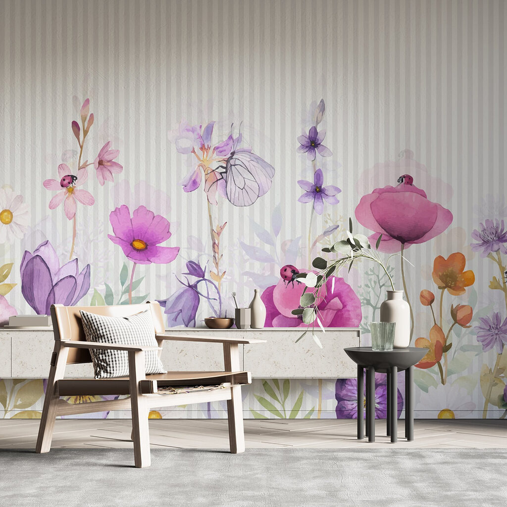 Flori violet pe dungi — interior 1