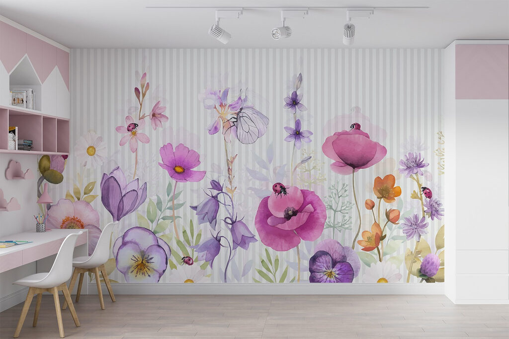 Flori violet pe dungi — interior 2