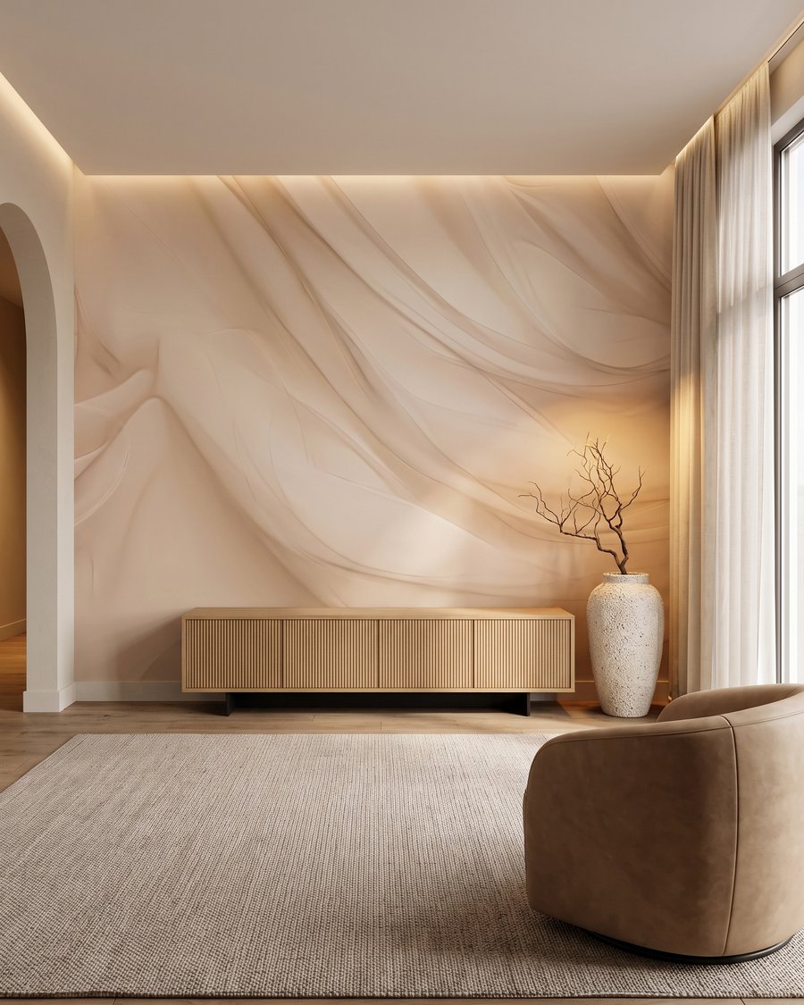 Țesătură crem în mișcare — interior 5