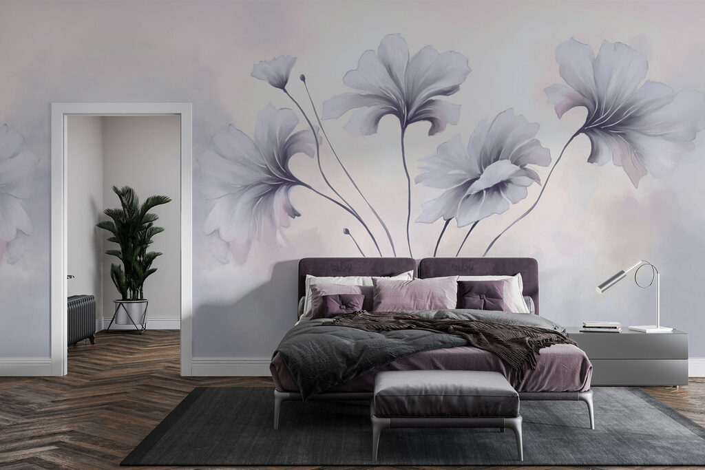 Flori lila pe tulpini — interior 1