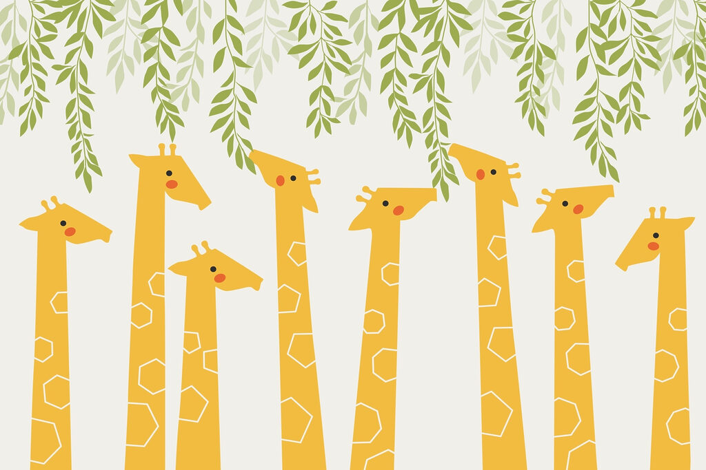 Girafe sub frunze verzi — design complet