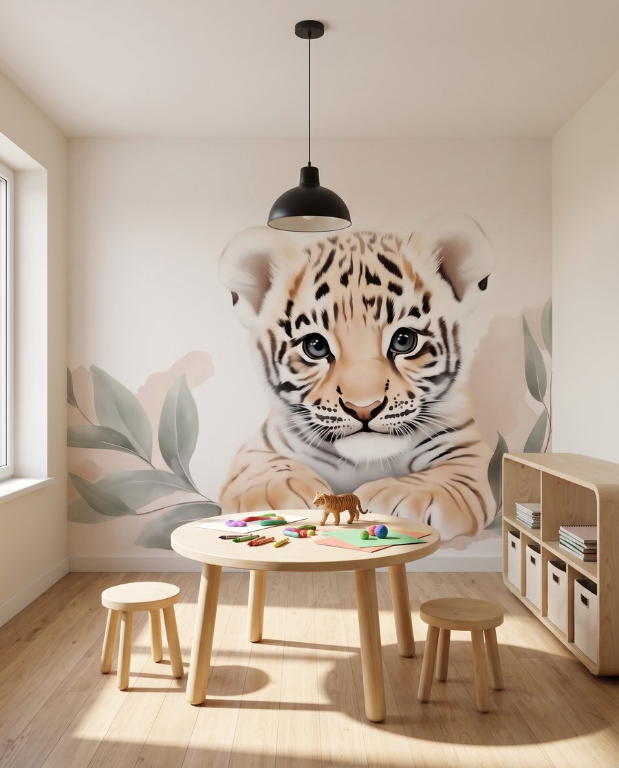 Tigru culcat printre crengi — interior 2