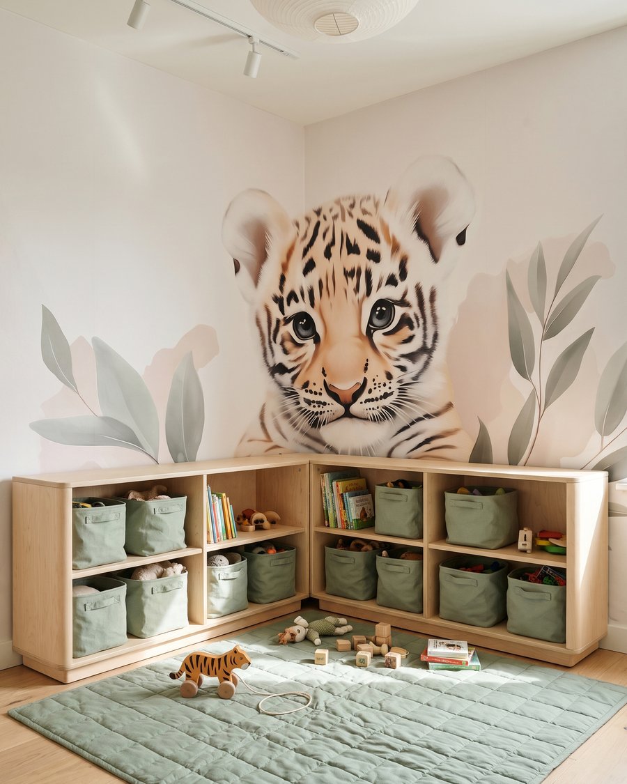Tigru culcat printre crengi — interior 3