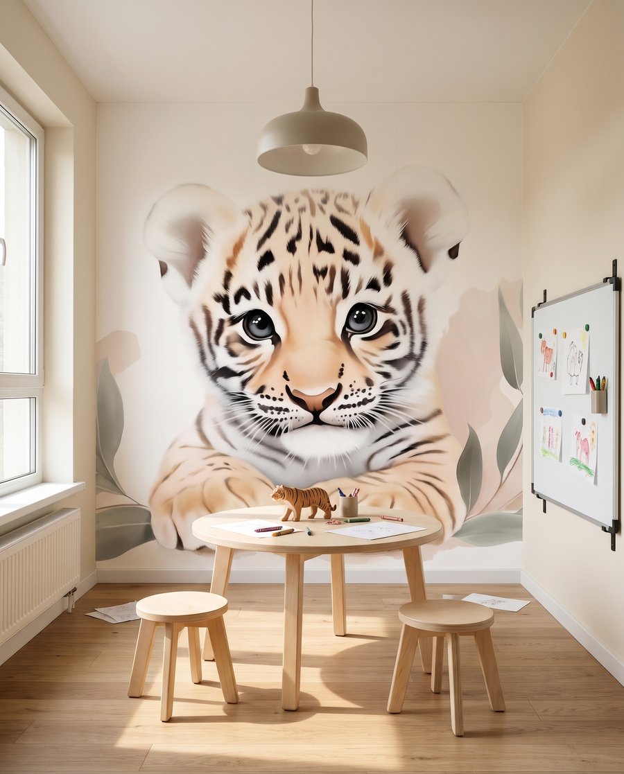 Tigru culcat printre crengi — interior 4
