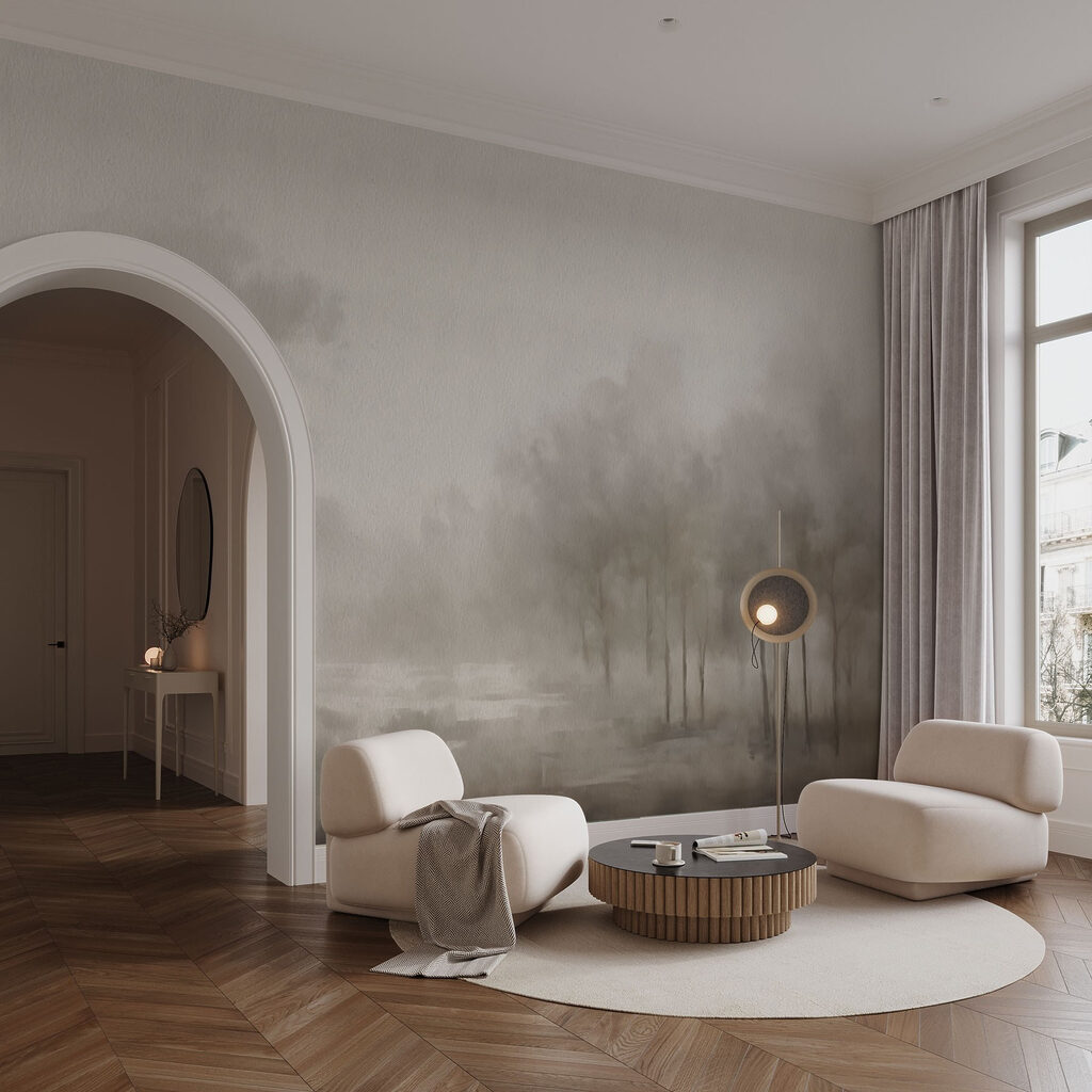 Copaci lângă apă liniștită — interior 1