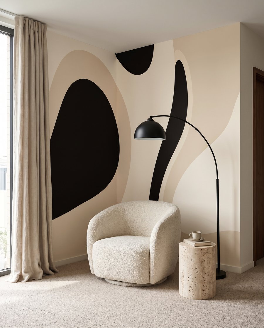 Forme negre pe bej — interior 3