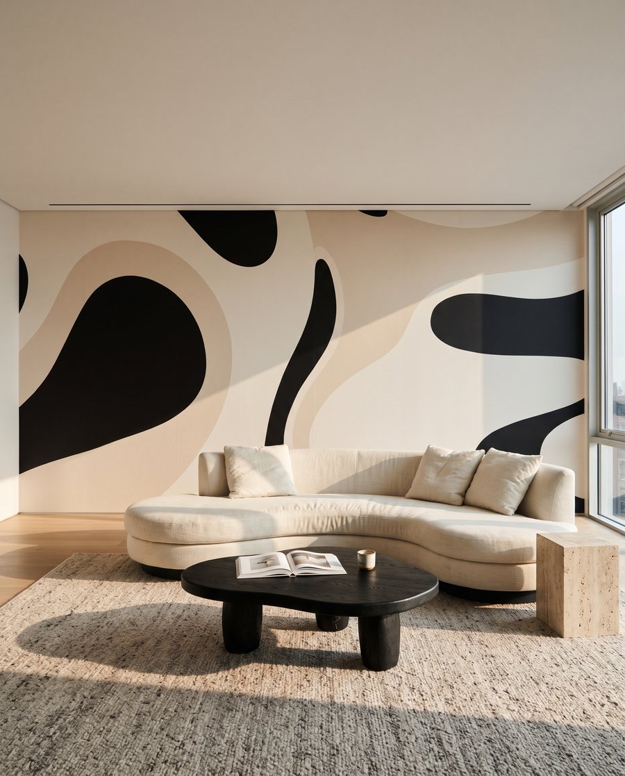 Forme negre pe bej — interior 4