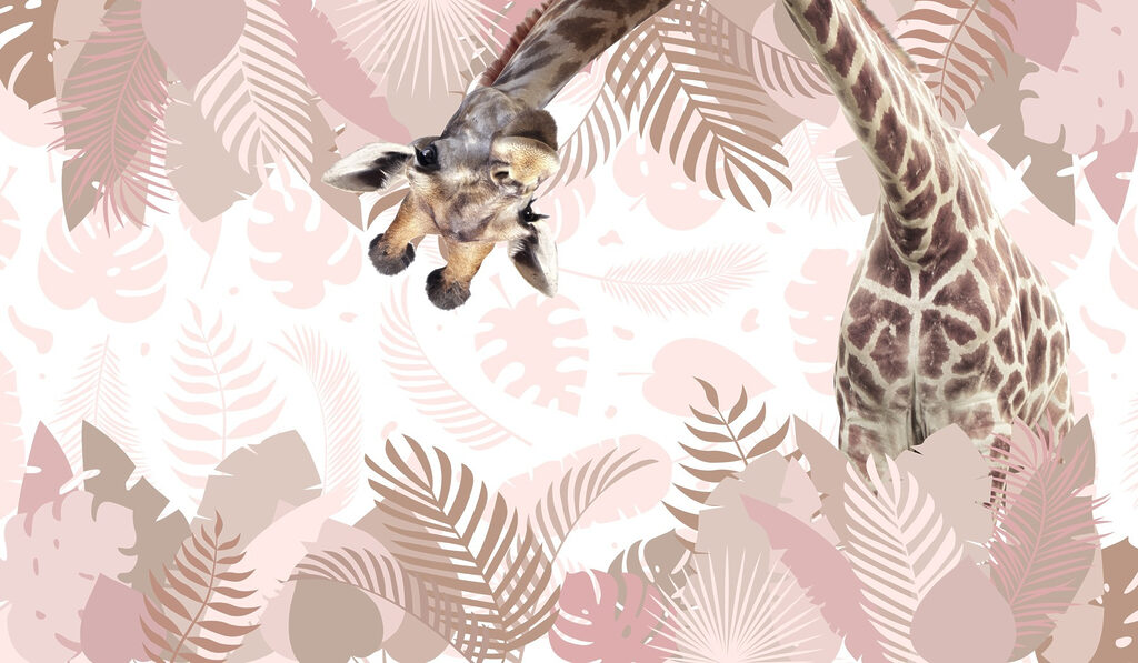Girafă printre frunze — design complet