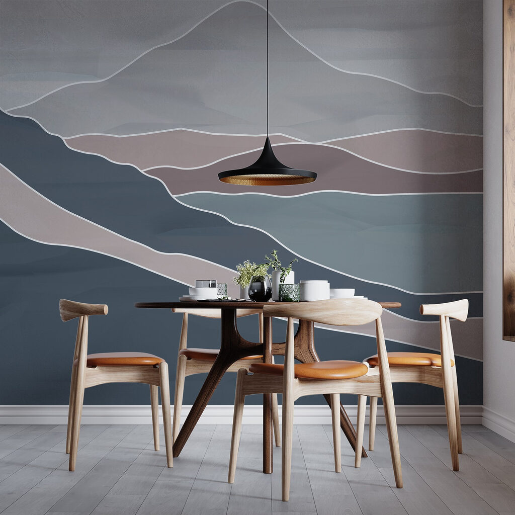 Linii albe, tonuri mov — interior 1