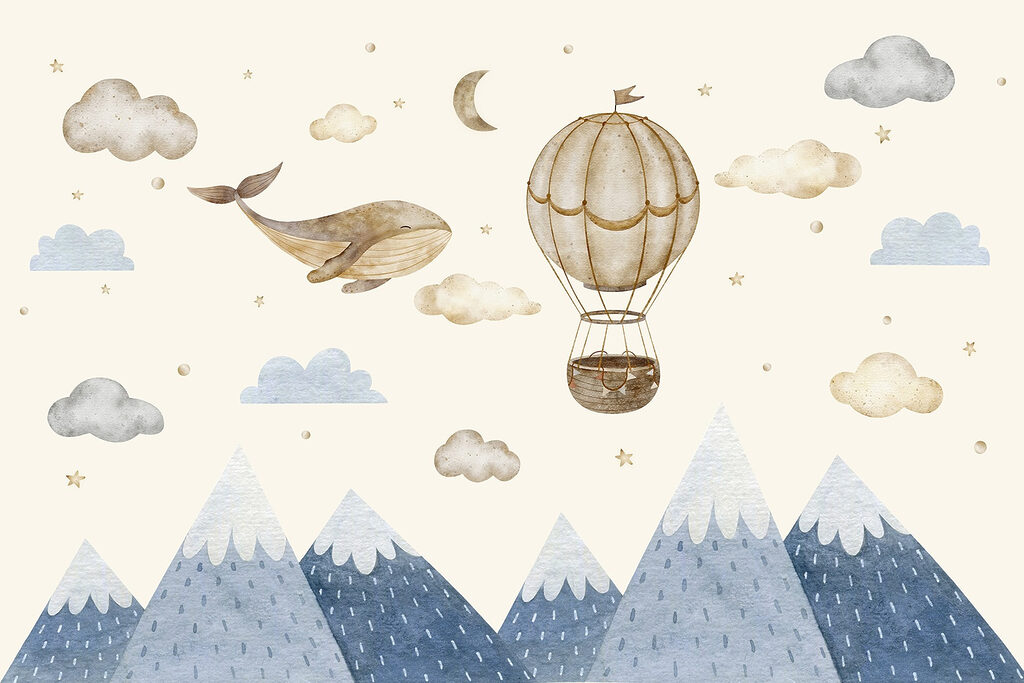 Balenă lângă balon — design complet