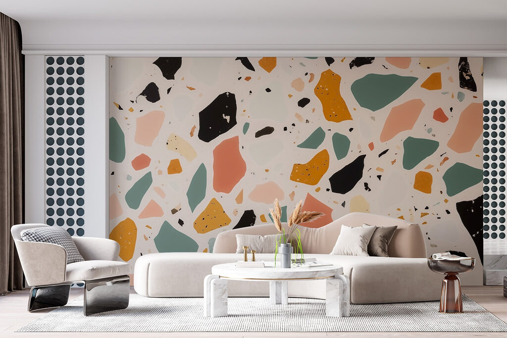 Bucățele colorate pe piersică — interior 1