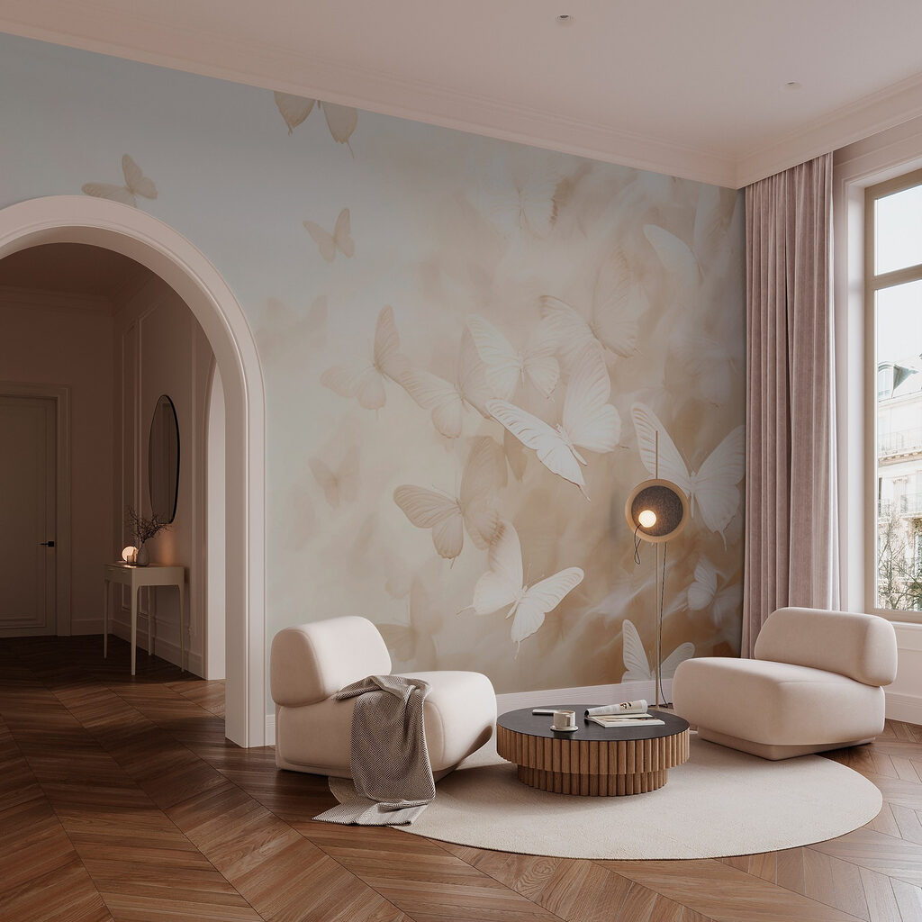 Fluturi albi printre frunze — interior 1