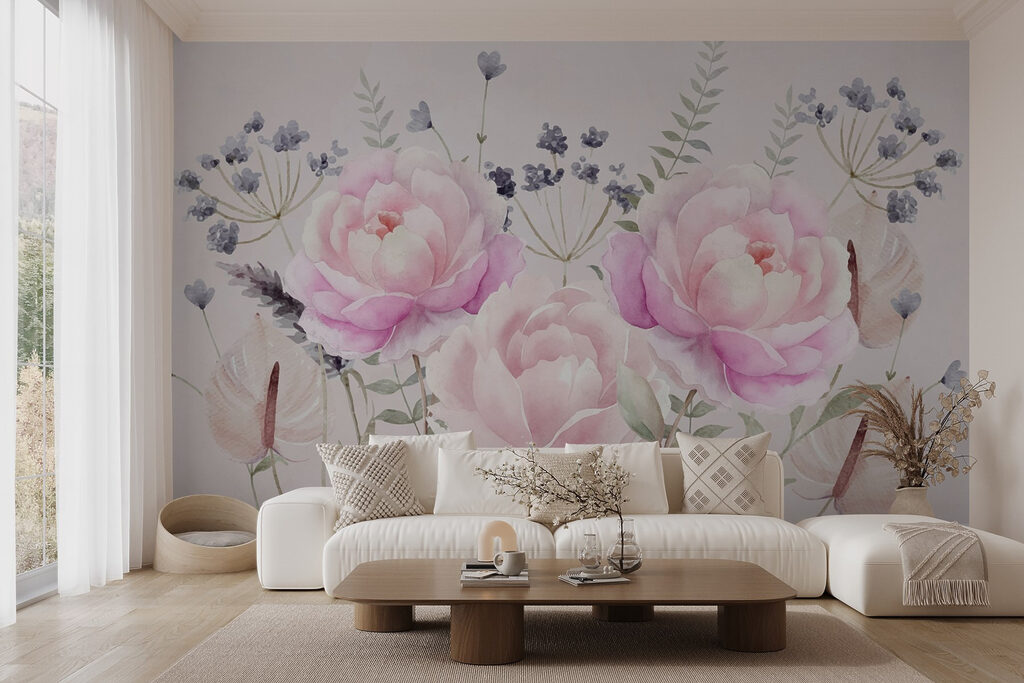 Bujori roz printre flori — interior 2