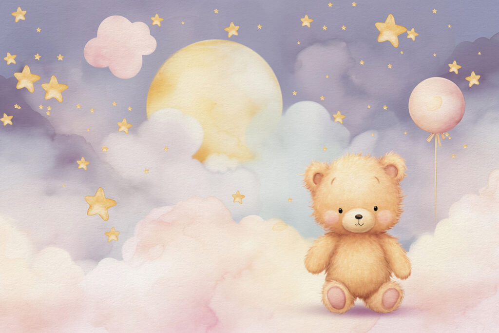 Ursuleț sub lună pastel — design complet