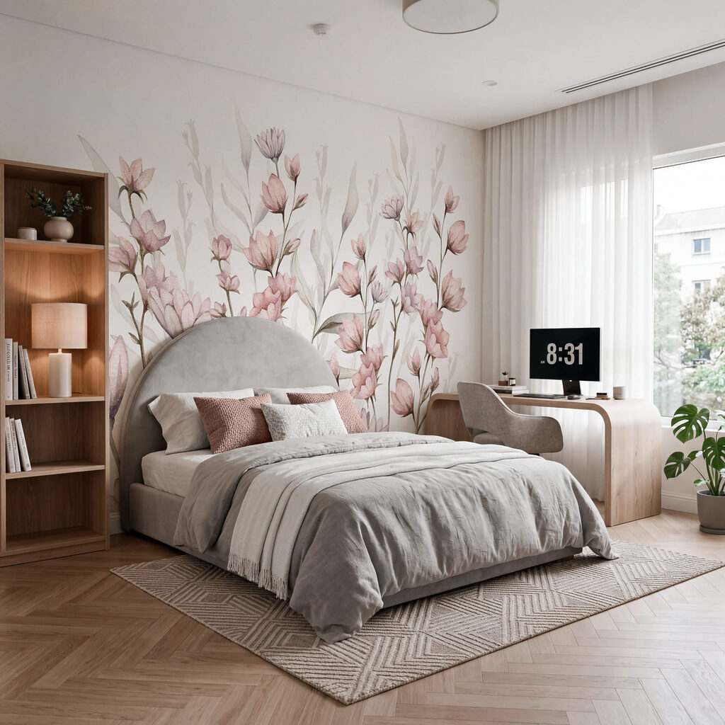 Flori delicate pe alb — interior 1