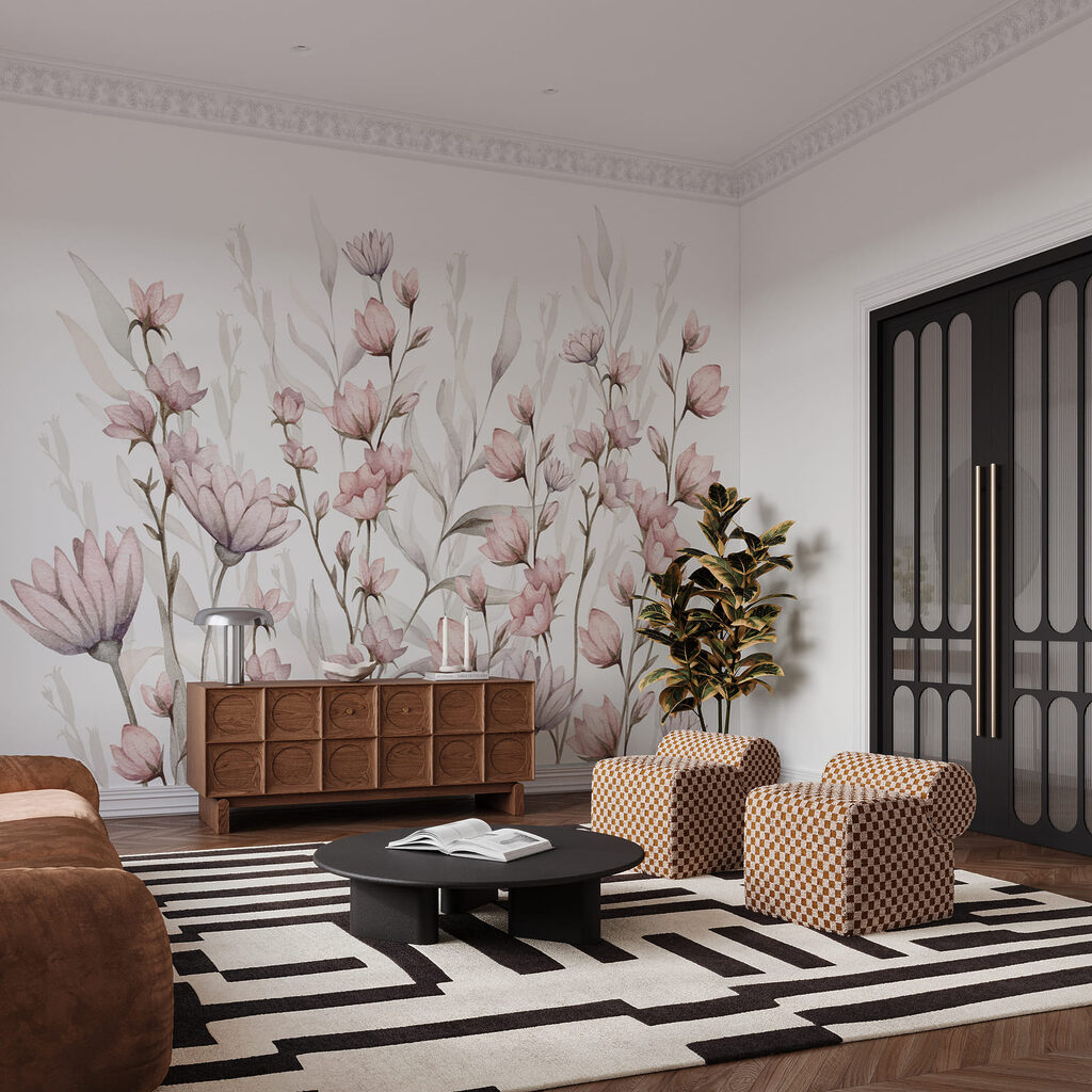 Flori delicate pe alb — interior 3