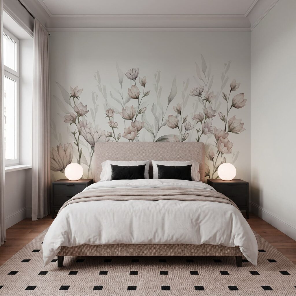 Flori delicate pe alb — interior 2