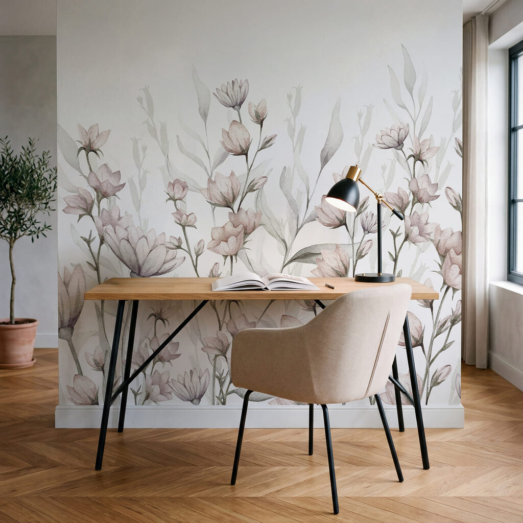 Flori delicate pe alb — interior 1