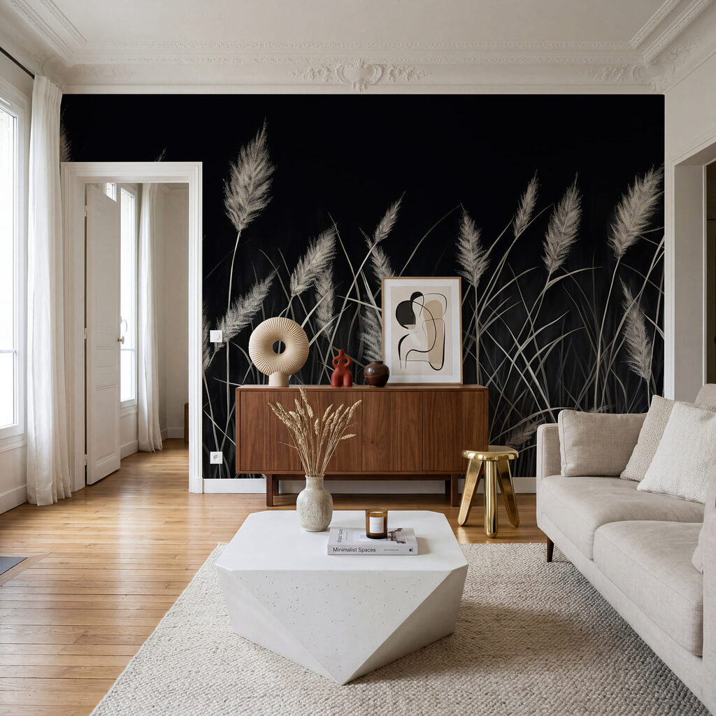 Iarbă argintie pe negru — interior 2