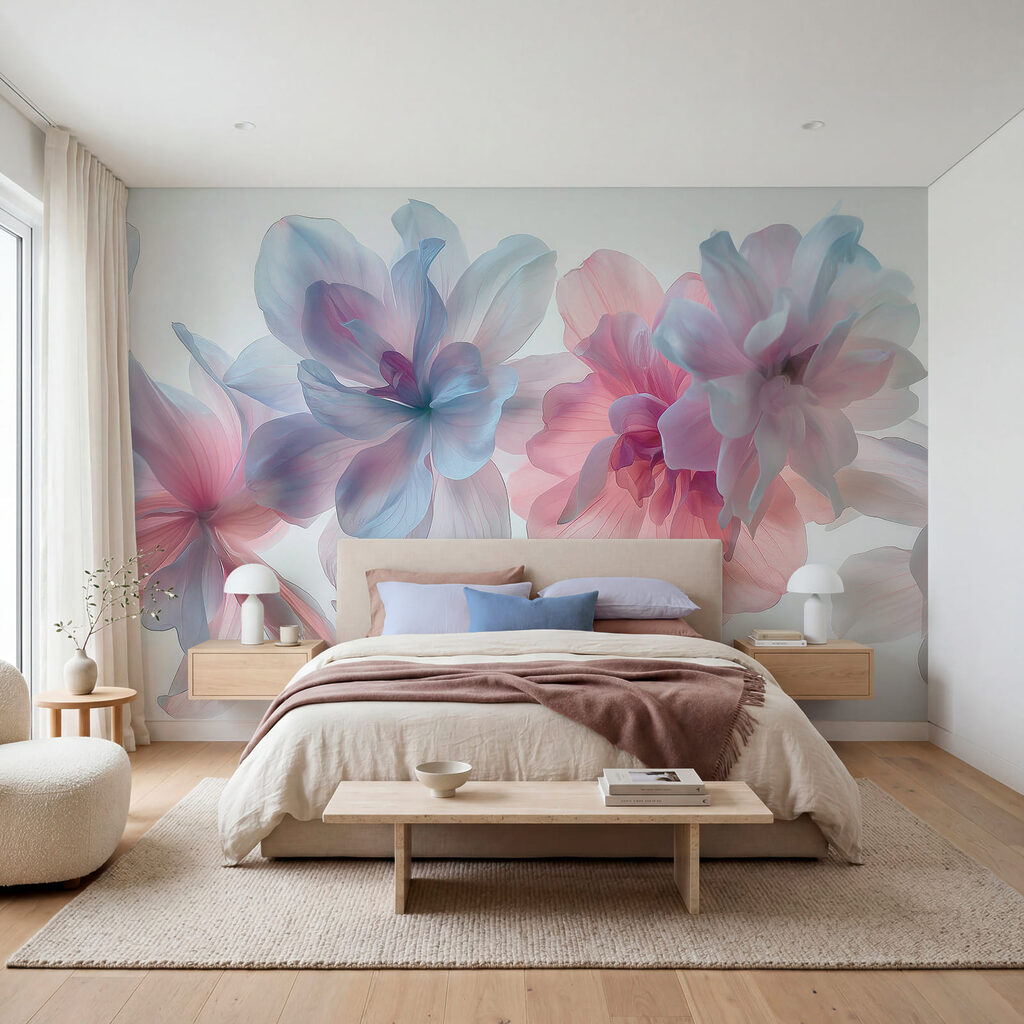 Flori pastelate pe alb — interior 2