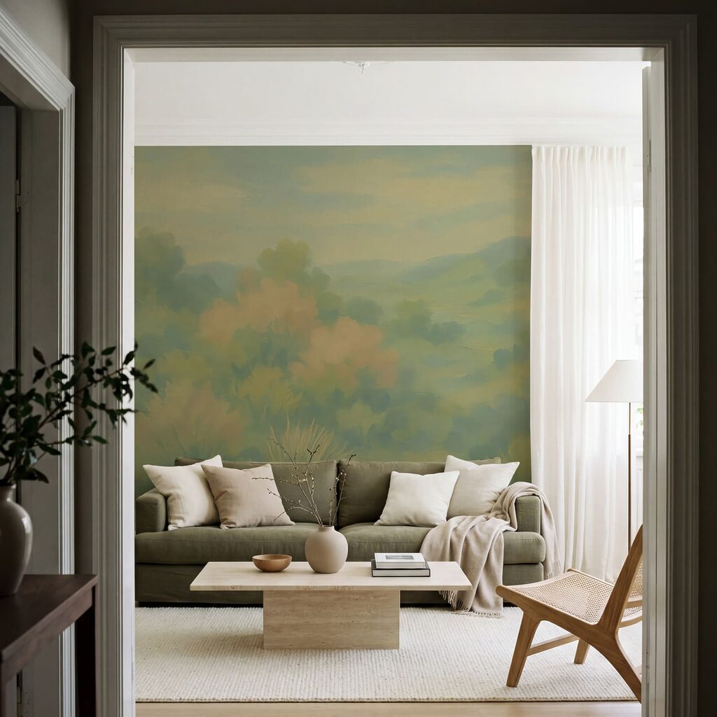 Copaci verzi pe deal — interior 3