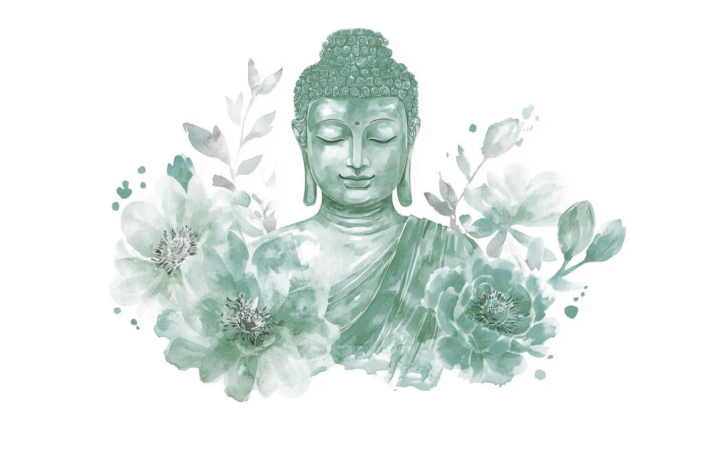 Buddha printre flori — design complet