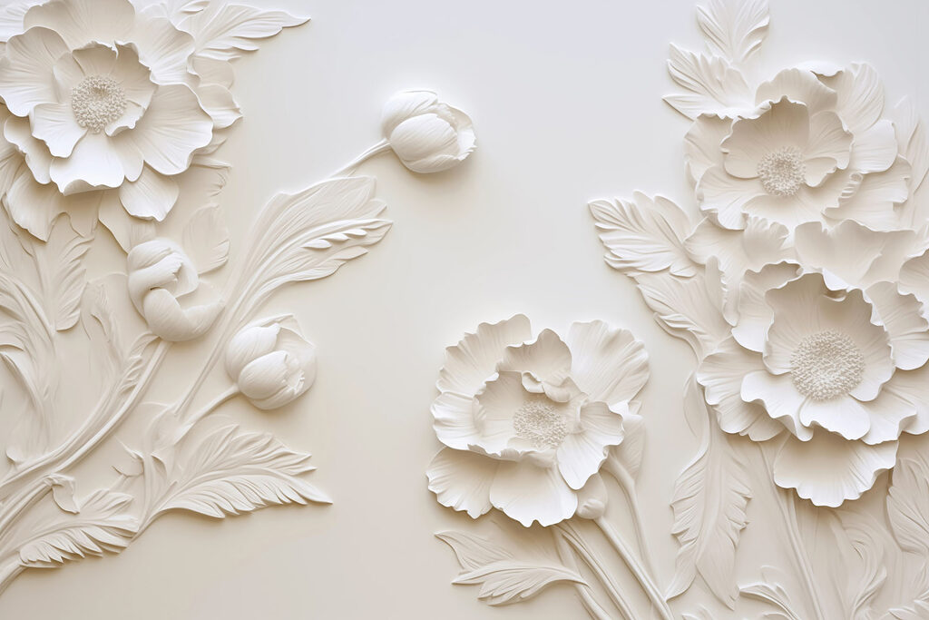 Flori albe pe margini — design complet