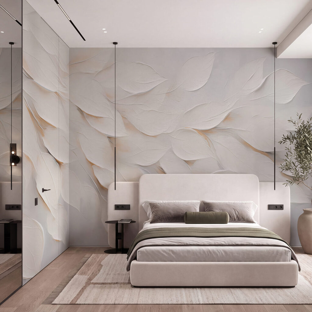 Frunze albe pe diagonală — interior 2