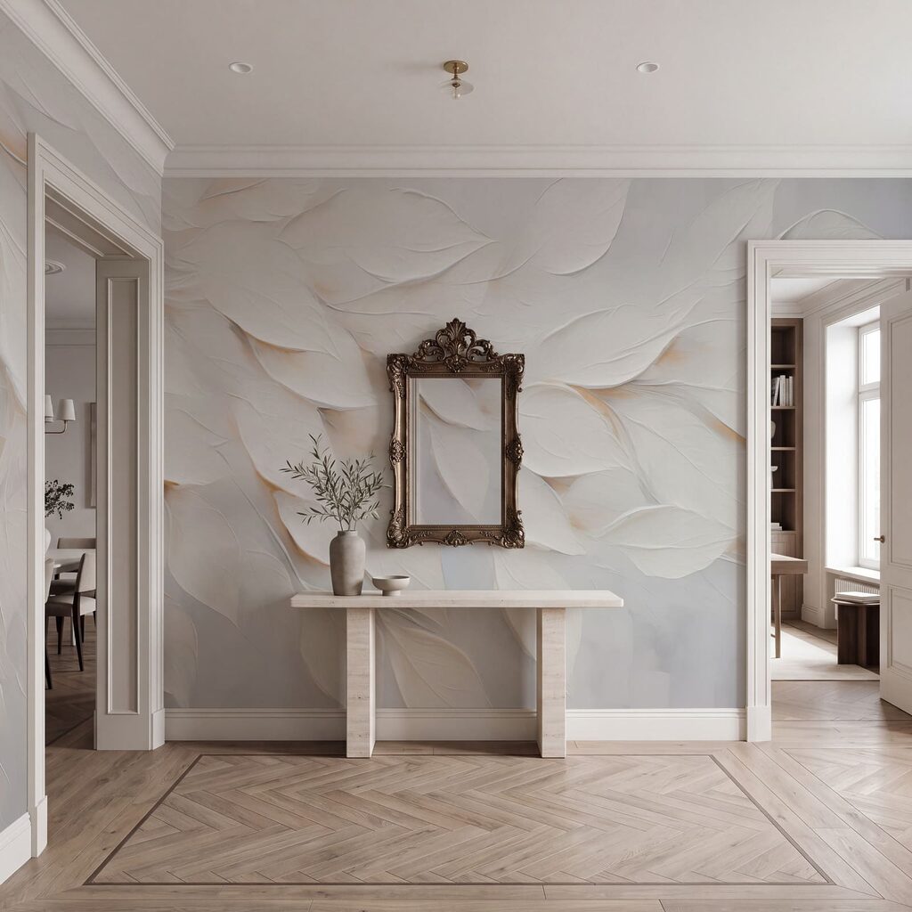 Frunze albe pe diagonală — interior 3
