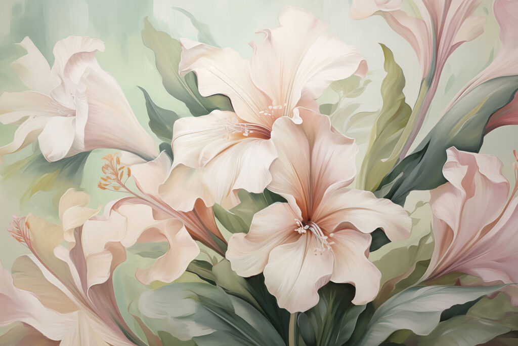 Flori roz pe verde — design complet