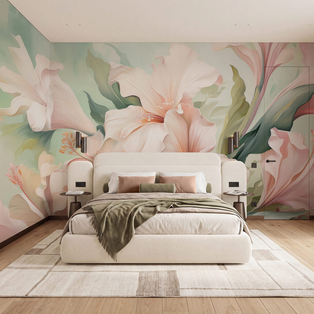 Flori roz pe verde — interior 2