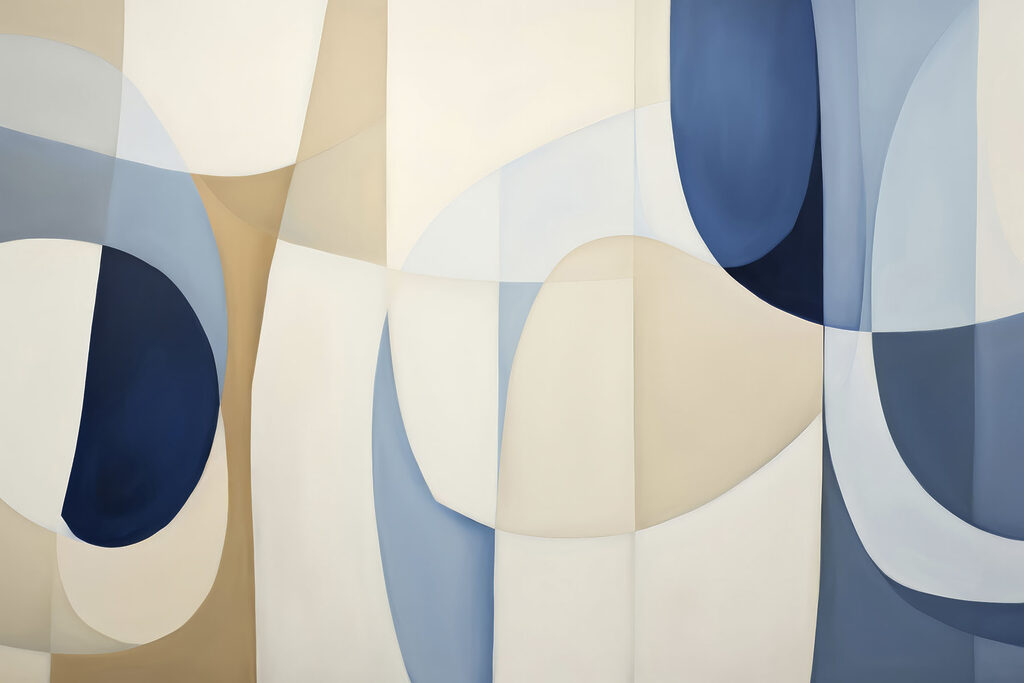 Arcuri albastre pe crem — design complet