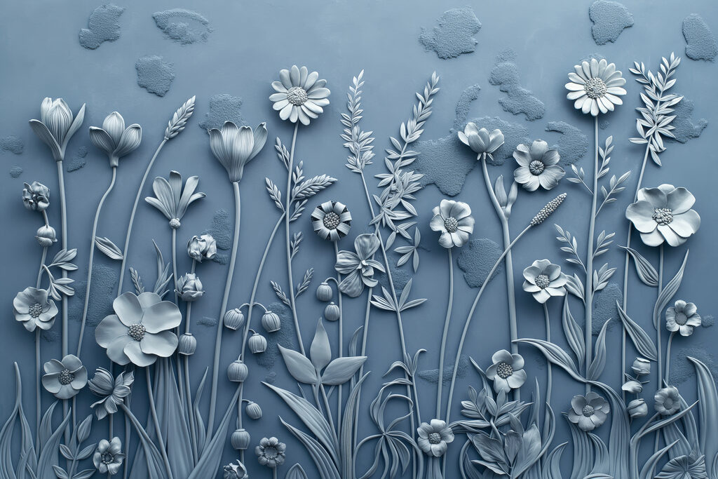 Relief albastru de perete — design complet