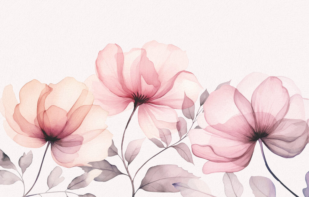 Flori deschise pe tulpini — design complet