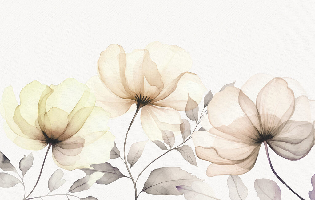 Flori deschise pe tulpini — design complet