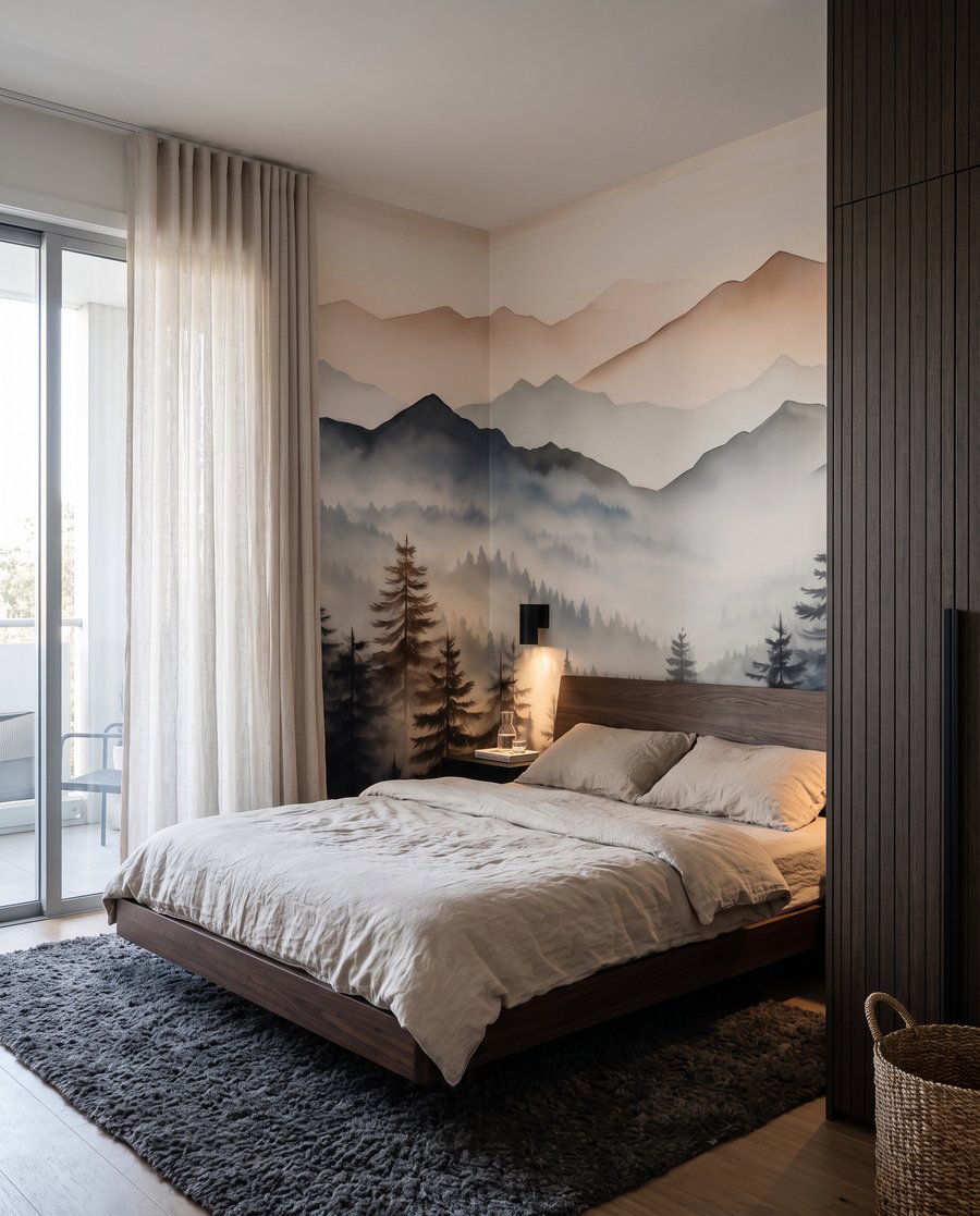 Conifere sub vârfuri somon — interior 2