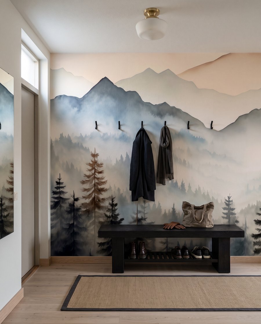 Conifere sub vârfuri somon — interior 5