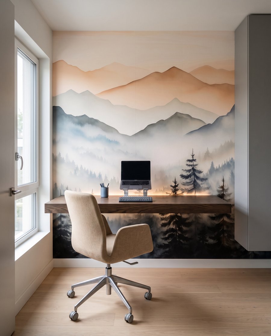 Conifere sub vârfuri somon — interior 8