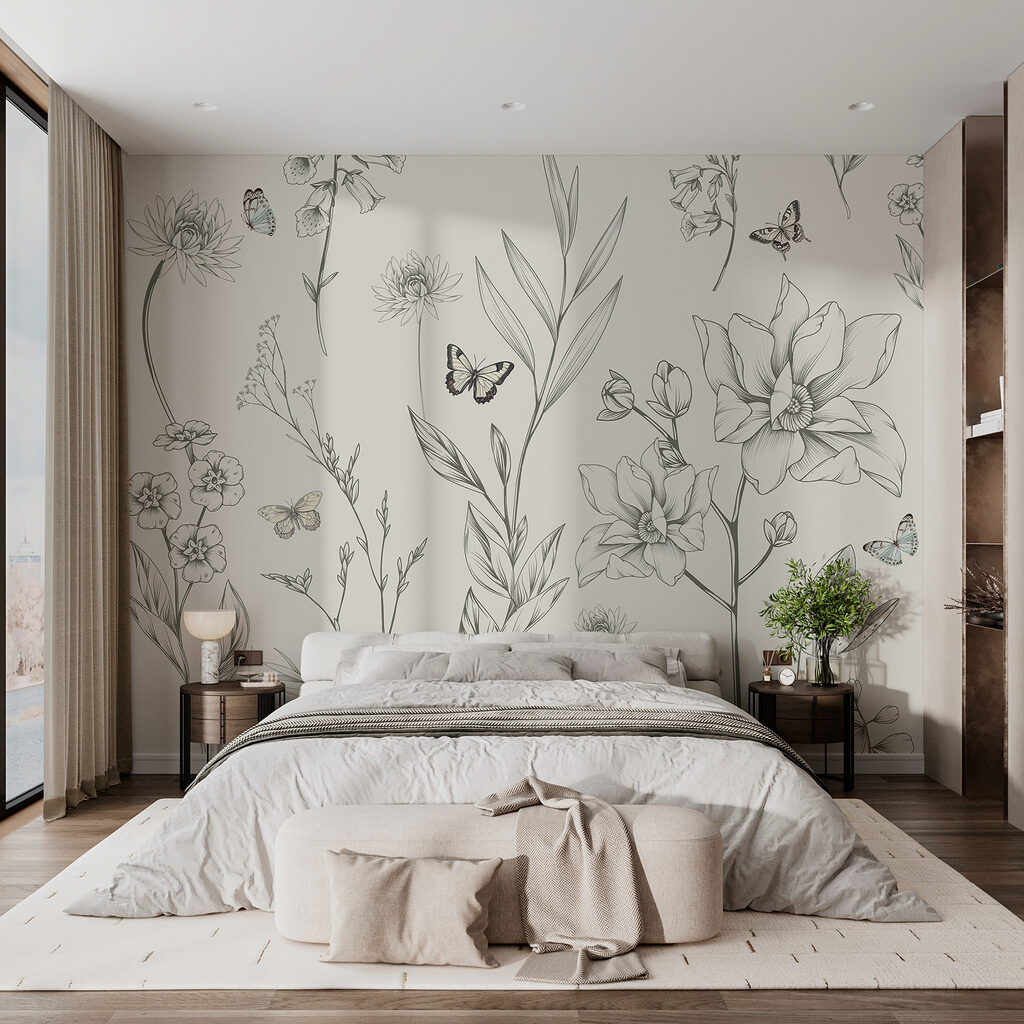 Desene florale cu fluturi — interior 1