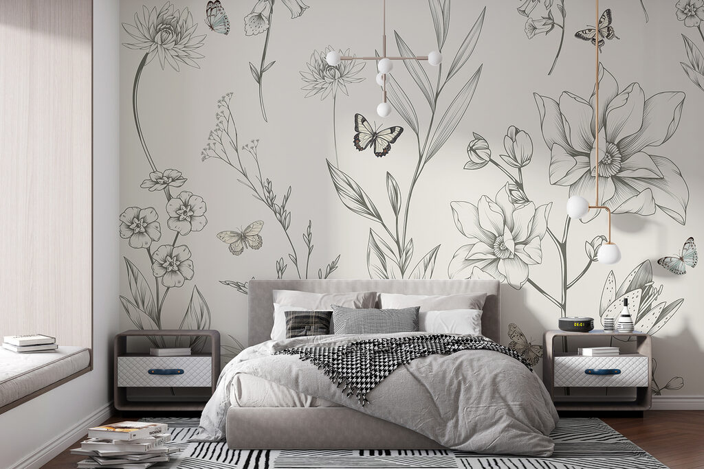 Desene florale cu fluturi — interior 3