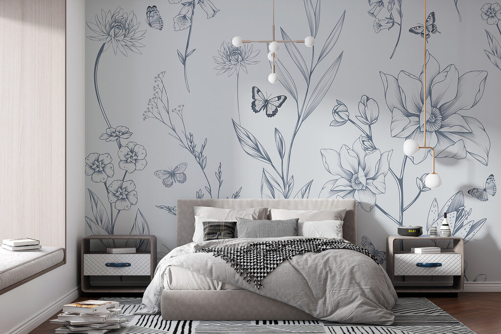 Desene florale cu fluturi — interior 1