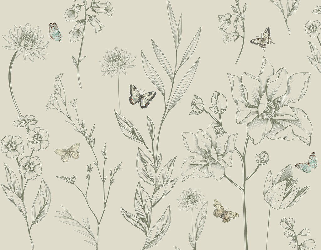 Desene florale cu fluturi — design complet