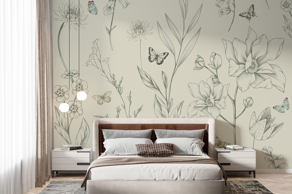 Desene florale cu fluturi — interior 1