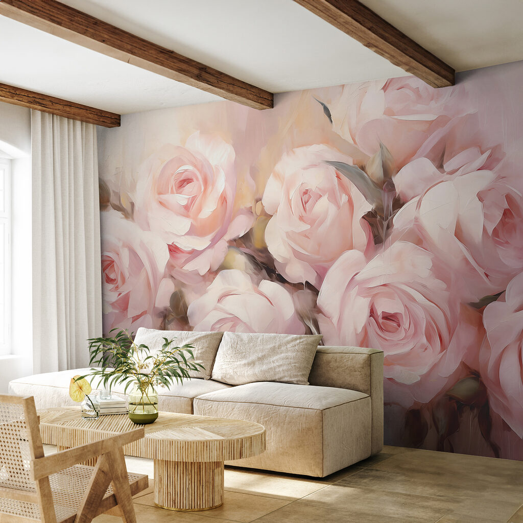 Trandafiri în tușe delicate într-un interior