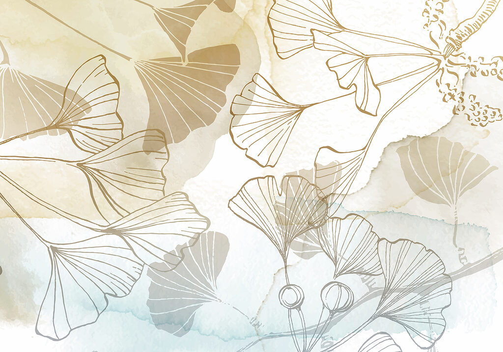 Ginkgo cu linii aurii — design complet