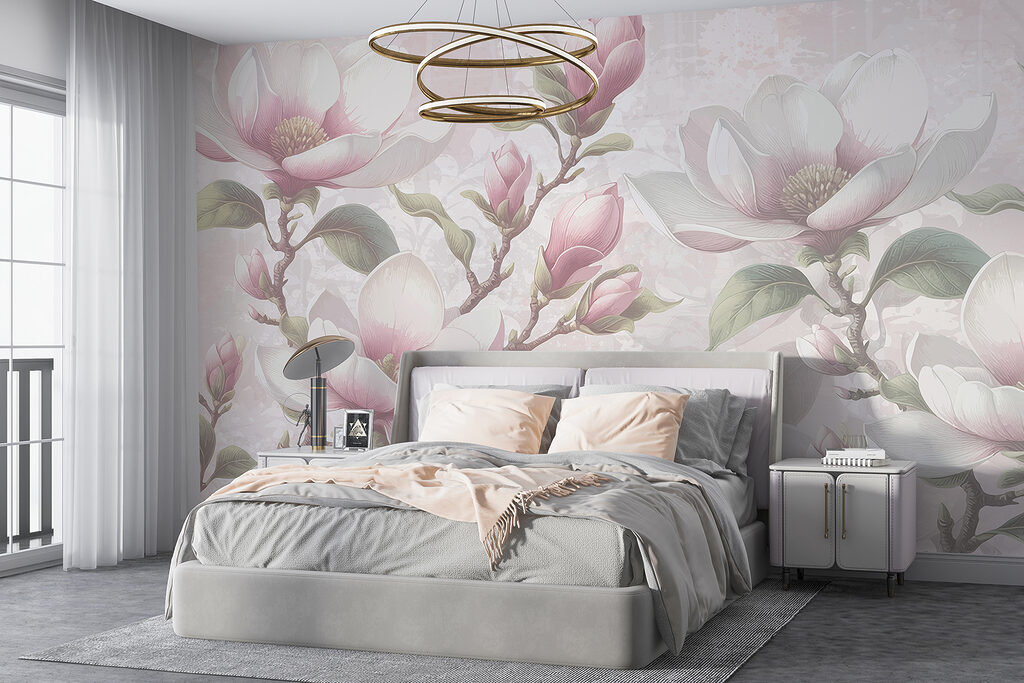 Magnolie roz pe gri — interior 1
