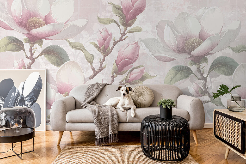 Magnolie roz pe gri — interior 2