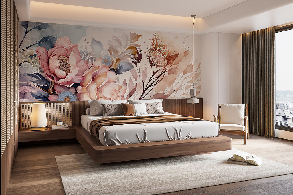 Flori roz din stânga — interior 3