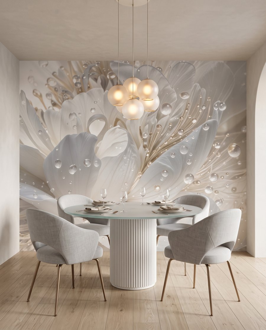 Floare albă cu picături — interior 4